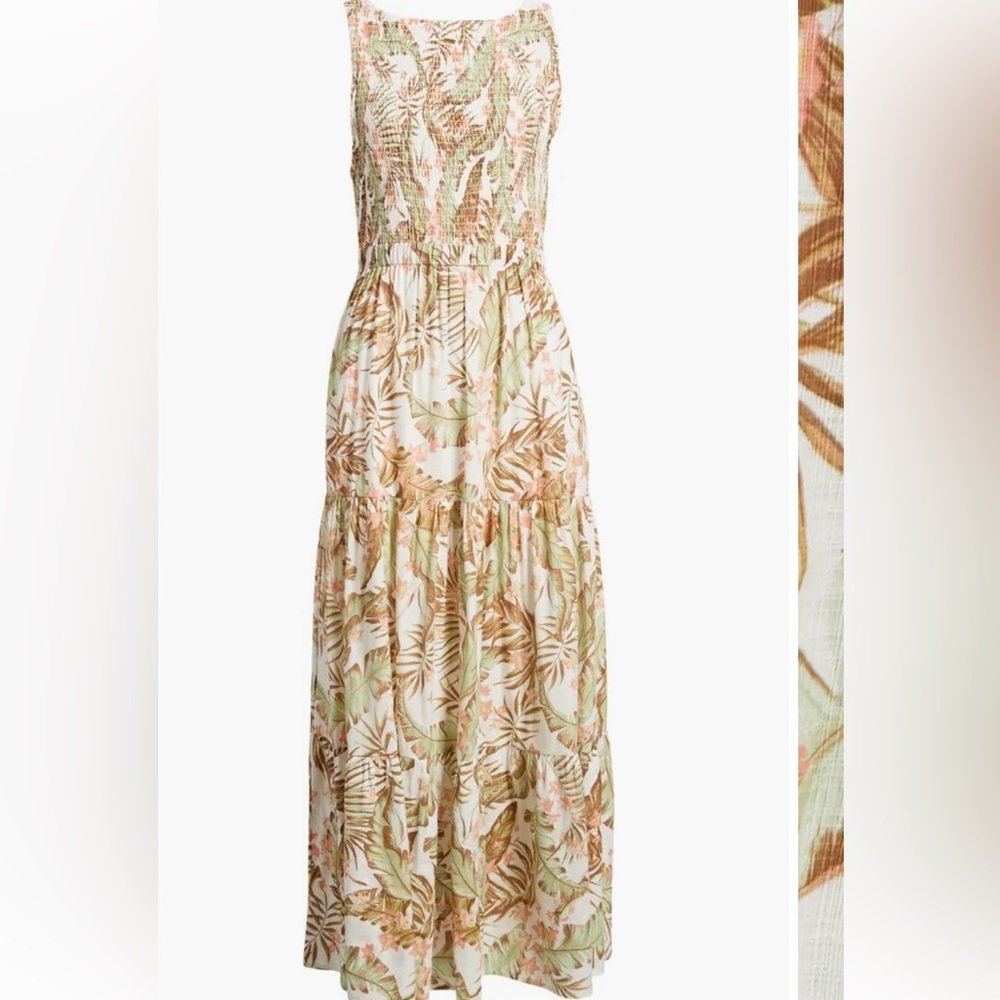 Rip Curl La Quinta Floral Smocked Maxi Dress Off White - Picture 7 of 14
